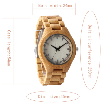 Dropshipping Eco Friendly Bamboo Wrist Watch Engraved With Japan Quartz Movement