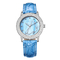 Bule MOP Dial Womens Fashion Watch Stones Zinc Alloy Case With Leather Strap